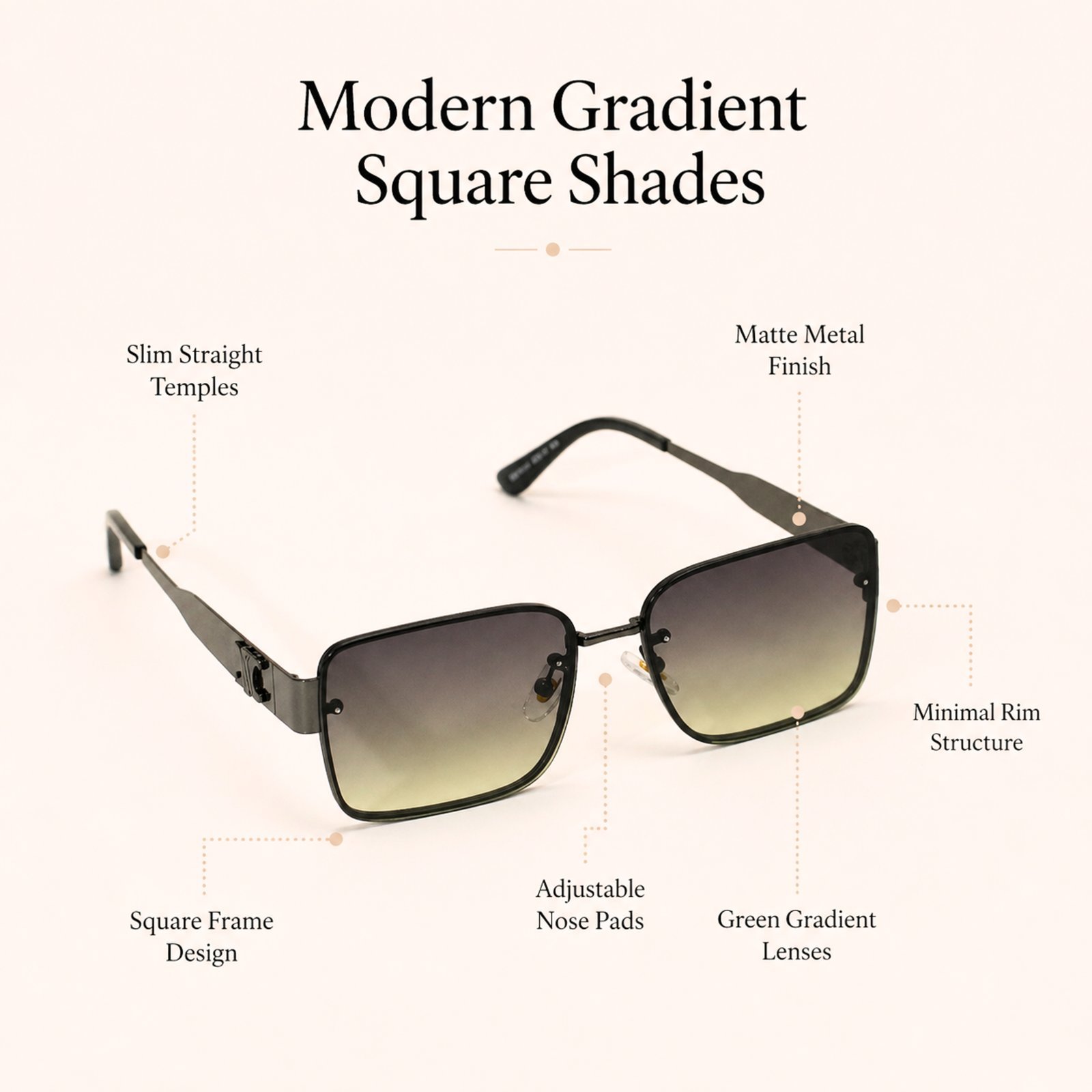 Metal modern gradient sunglasses - Image 3